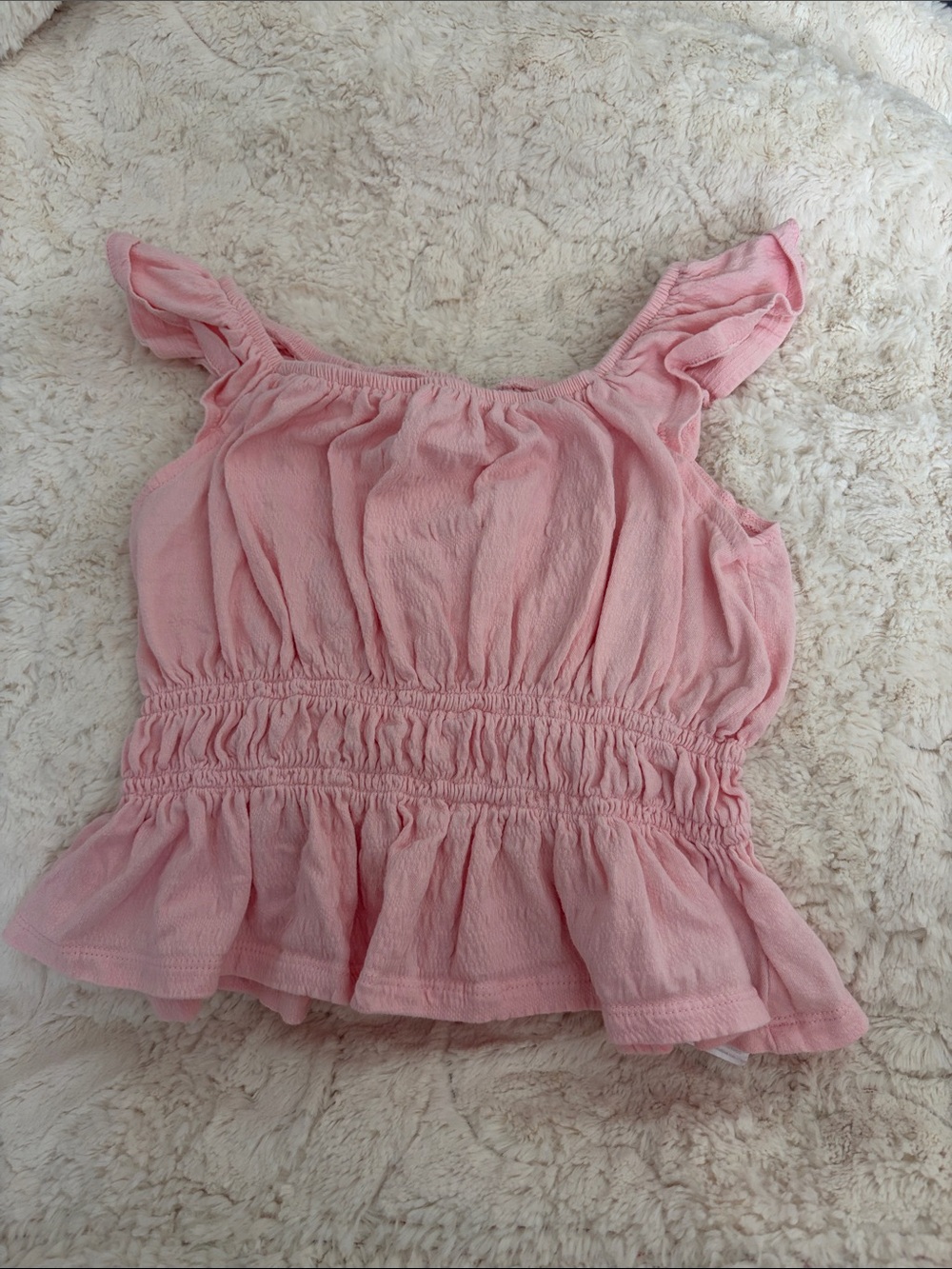 Old Navy Pink Ruffled Smocked Tank Top